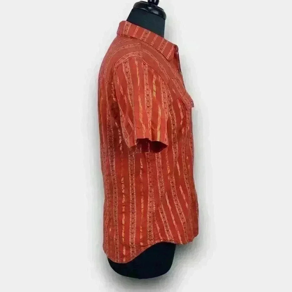 BIT & BRIDLE ladies cotton snap western shirt rust aztec sparkles - Picture 2 of 7